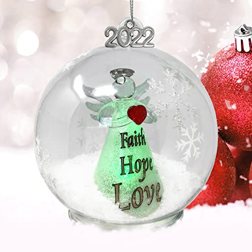 2022 Led Faith Hope Love Angel Ornament Annual Lighted Christmas Ball Ornament With An Angel Holding A Heart - Includes A 6-Hour Timer #TOP3