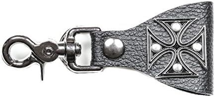 Iron Cross Leather Belt Key Chain Holder Trigger Clasp Key Ring Utility Bikers image 5
