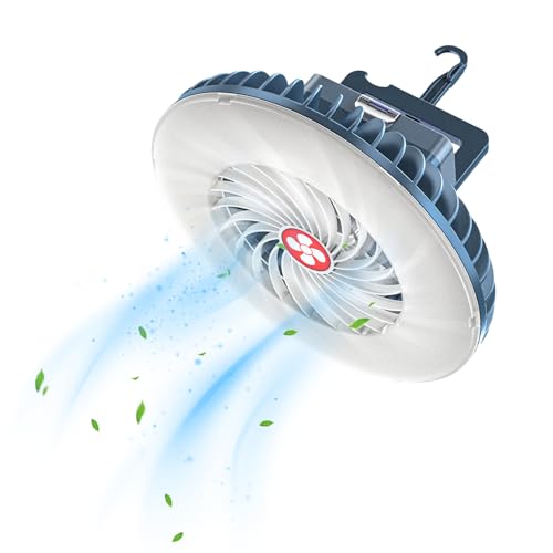 Vegena Led-campinglamp, campingventilator, campingventilator met licht, tentventilator, draagbaar, USB, oplaadbaar, voor buiten, camping, kantoor