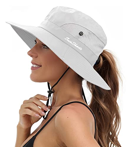 Image of Sun Hats for Women Beach Hat Ponytail Hat Womens Sun Hat with UV Protection Wide Brim