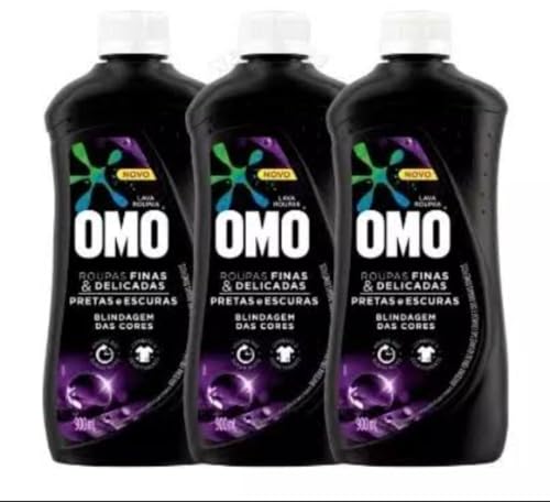 Detergente Líquido omo para Roupas Pretas e Escuras, Finas e Delicadas, Kit com 3 Unidades