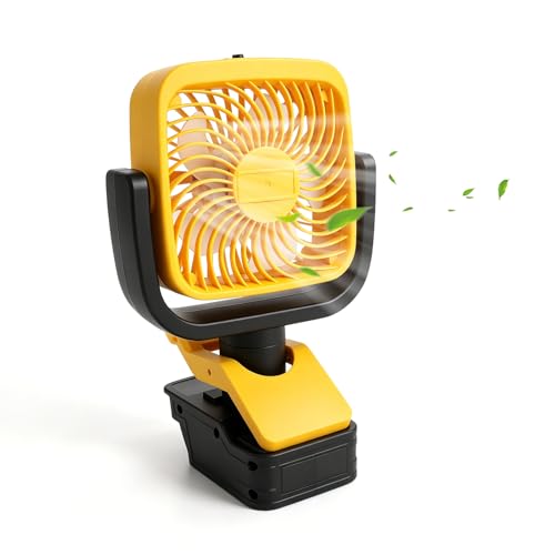 TALOEYH Ventilateur à clipser compatible avec batterie Dewalt 20 V, ventilateur portable sans fil à 3 vitesses pour camping, voyage, atelier, chantier de construction (sans batterie)