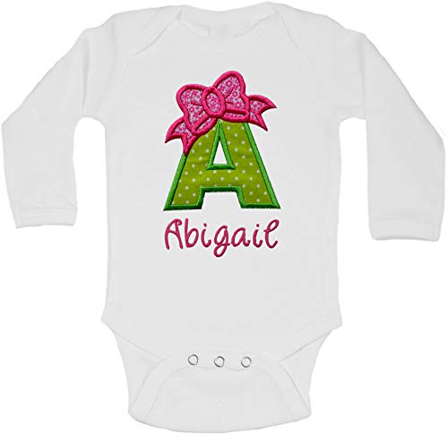Funny Girl Designs Embroidered Initial Green Flowers