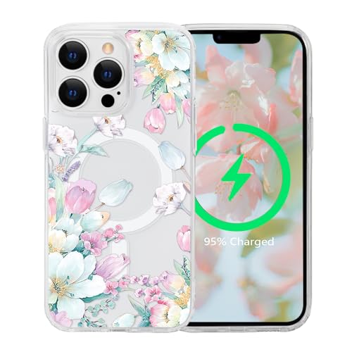 Tcaraersing iPhone 12 Pro Max�p�t�����[���C�P�[�X[MagSafe�Ή�] �ԕ� �N���A �ϏՌ� [�n�[�h PC �o�b�N �\�t�g TPU �G�b�W] �X�����J�o�[ ���̎q�p �����p 6.7�C���`�A�`���[���b�v�u���b�T��