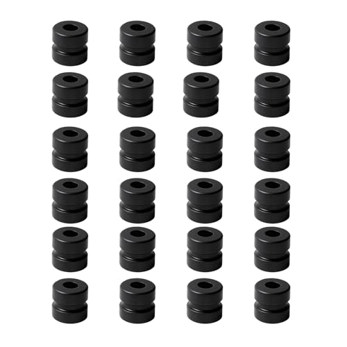 24Pcs M2 Anti Vibration Rubber Balls for F4 F7 Flight Controller, RC Silicone Damper Balls for FPV Drone Quadcopter Soft Mount Standoffs, M2x4mm Shock Absorption Grommets (Black)