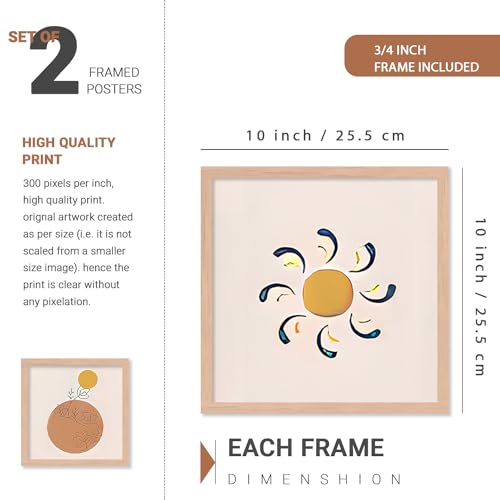 Image of Kotart Premium Digital Paintings with Frame for Home Decoration - Minimalistic Shapes Painting for Living Room Bedroom Office Room Decor - Painting for Wall Decoration - Pack of 4 (Art 8, Small (10x13 or 10x10 inch))
