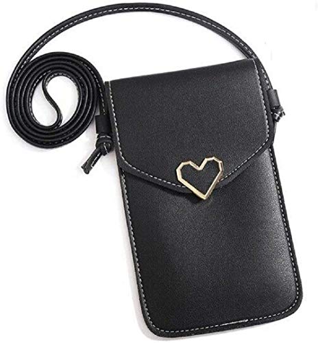 Mini Sac à bandoulière Multifonction Petit de Téléphone Transparente pour Sac de Voyage Femme Pochette Porte-Carte pour Porte-Monnaie Portable (Noir) Cover