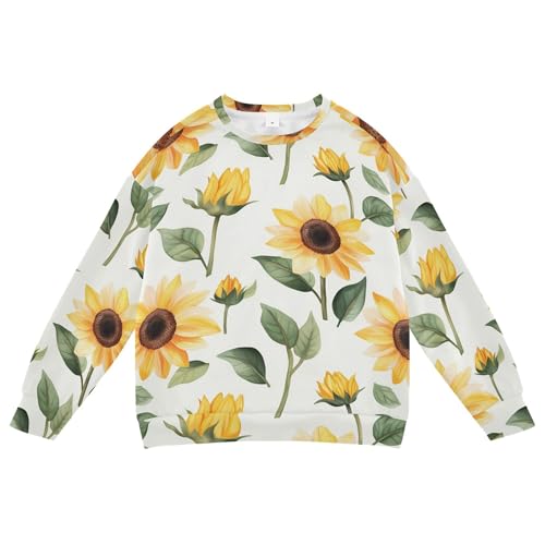 JUNZAN Cartoon Sunflowers Kids Boys Hooded Sweatshirt Crewneck Boys Sweat Shirt Athletic 4T