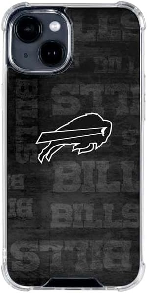Skinit Clear Phone Case Compatible with iPhone 15 - Officially Licensed NFL Buffalo Bills Black & White Design