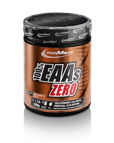 IronMaxx 100% EAAs Zero Cola & Lime 500g - EAAs Pulver hochdosiert, Vegan und zuckerfrei, 8 essentielle Aminosäuren zur Ergänzung deiner Sporternährung