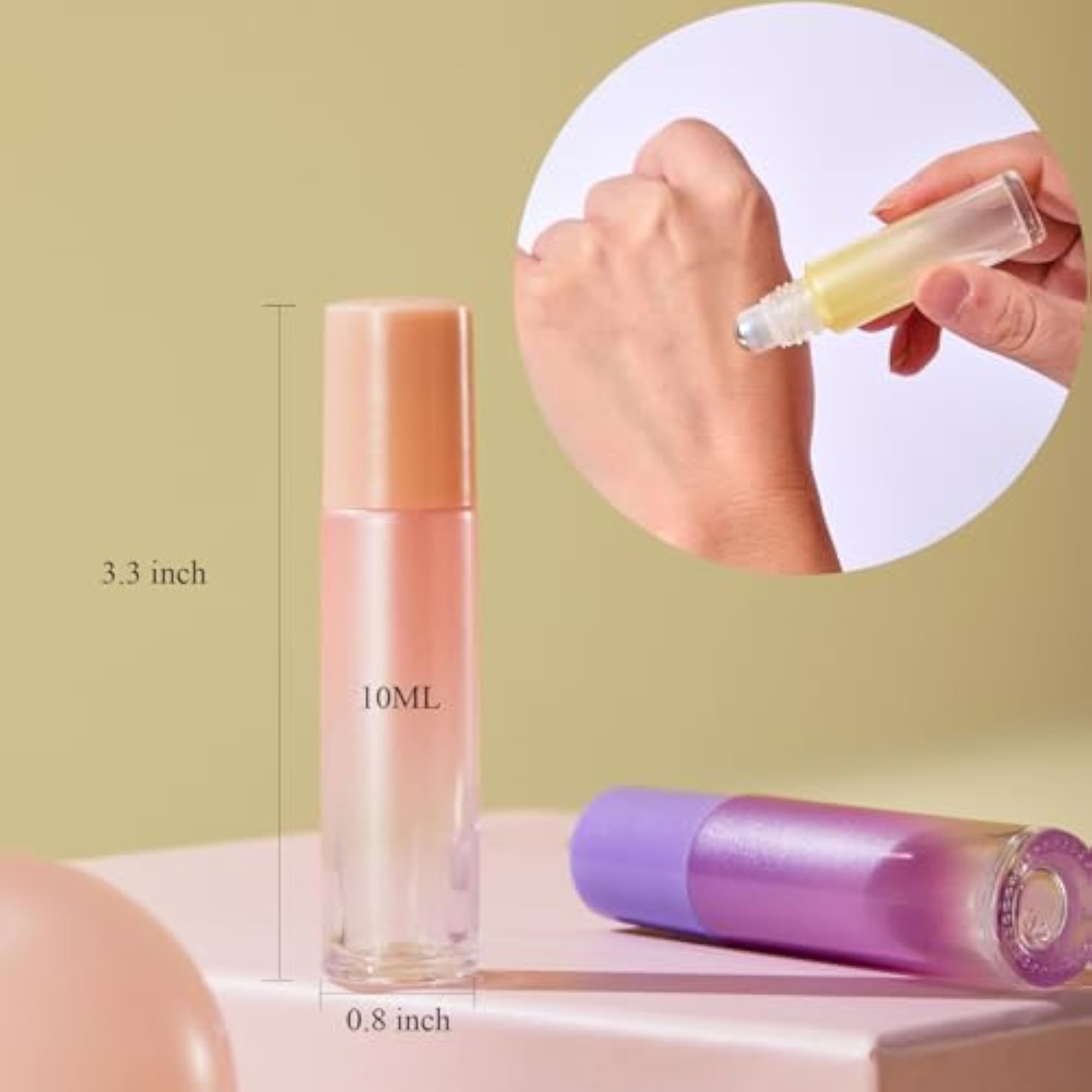 10ml Essential Oil Roller Bottles, 6 Gradient Colors