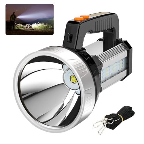Masmejor Handscheinwerfer Akku LED Aufladbar, LED Taschenlampe Extrem Hell 1500LM Outdoor Handlampe & Handstrahler 4800mAh, 5 Lichtmodi, Super Tragbar Campinglampe für Camping, Wandern, Notfälle