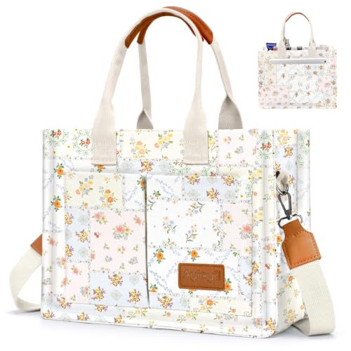 Image of Canvas Tote Bag for Women with Pockets Crossbody Bag Tote Shoulder Handbags Casual Work Bags Everything Tote Bag