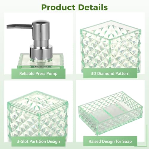 Accessoires salle de bain vert sauge ensemble acrylique vasque - 4