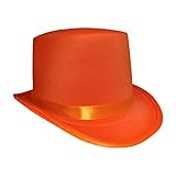 Nicky Bigs Novelties Top Hat For Men, Steampunk Hat, Victorian Top Hats, Magician Hats, Tophat Costume For Men - Orange