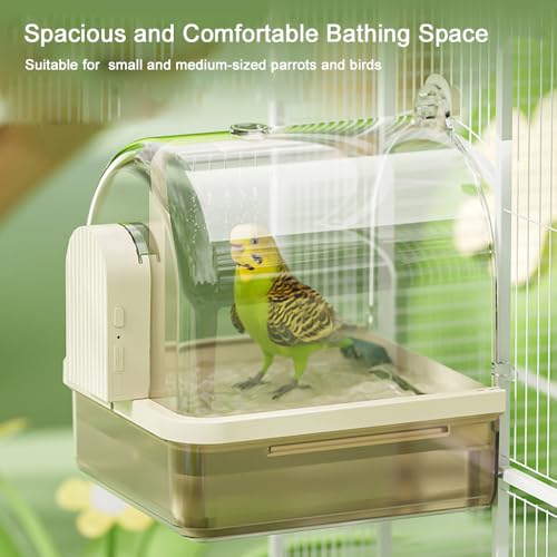 Image of Hanging Bird Bath Box with Anti-Slip Base, Shower Bathing Pool for Parrots, Cockatiels, Lovebirds, Detachable Design