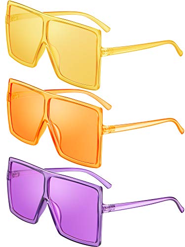 3 Piece Oversized Square Sunglasses Flat Top Fashion Shades Oversize Sunglasses