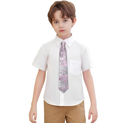 Image of Hi-Tie Boys Tie Pre-Tied Pocket Square Set Adjustable Kids Neckties Age 7-11 Years School UniForm Graduation