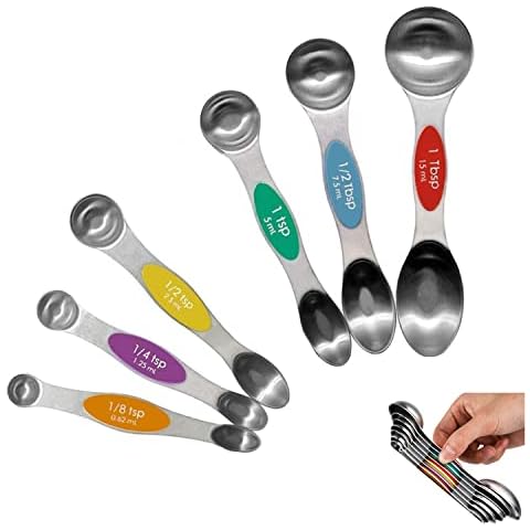 Meiyijia Stainless Steel Measuring Spoons, Stackable Soup Spoons for Measuring Dry and Liquid Ingredients (Magnetic Storage Set) Cover