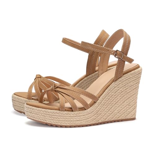 Image of VICKI.VICKI Wedges for Women Platform Sandals Wedge Heels for Sandals Comfortable Summer Espadrille Shoes Ankle Strap&Open Toe