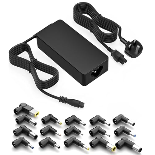 YOBVTBF 90W Universal Laptop Charger UK Power Adapter Compatible with HP Dell Lenovo Acer ASUS Samsung Sony IBM Fujitsu Gateway Notebook Ultrabook Chromebook Power Supply Cord with 17 Tips