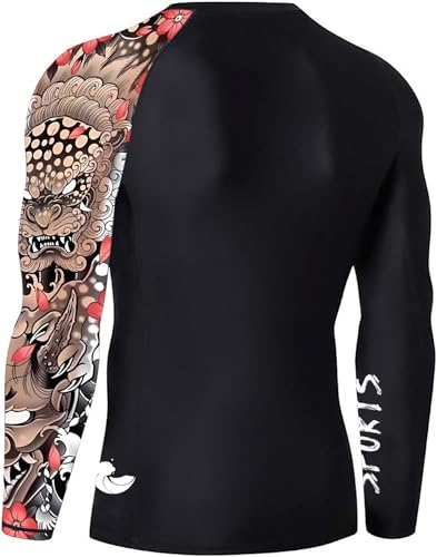Mens Rash Guard Men's Long Sleeve UPF 50+ Sun Protection, Compression Shirt Long Sleeve Swim Shirts Workout Gym T-Shirt4