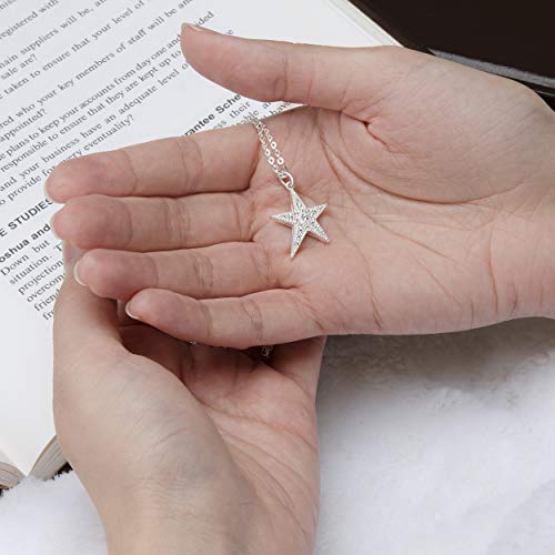 Eleganzia Moon And Star Necklaces For Women Sterling Silver, Crescent Moon Jewelry For Women, Silver Moon Star Necklaces For Teens (Star) #TOP2