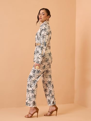 Image of Pink Paprika by SASSAFRAS Women's Tropical Belted Shirt With Straight Pants