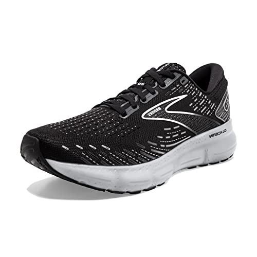 Brooks Glycerin 20 Imported Sneakers for Men - Durable, Flexible, Plush, and Breathable Synthetic Upper Footwear Black White Alloy 10 D - Medium
