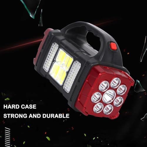 Image of Care 4 Multifunction Solar Waterproof Flashlight with USB Charging,8 Bulb LED & COB Torch (Red : Rechargeable)