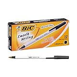BIC Round Stic 1.0 mm med/MOY Ball Point Pen 1 Box 12 PCS (Pack of 12) (Black)