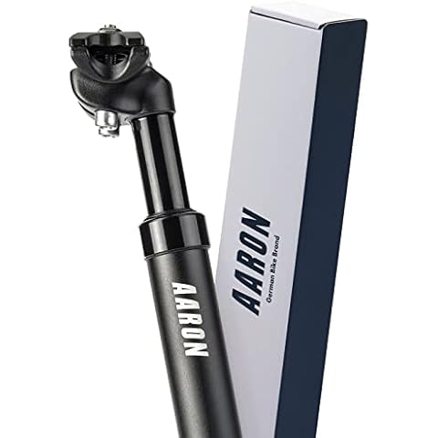 AARON Spring Federsattelstütze mit 30,9 mm Durchmesser | Gefederte Aluminium Sattelstütze mit 350mm Länge | Fahrrad Sattelstütze gefedert für E-Bike, MTB, Trekking Citybike u.v.m. Schwarz Cover