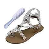 Sandalia Ortopédica Para Pulgar De Mujer, Zapatos Casuales Con Puntera Plana Y Clip Con Encaje Floral Para Mujer, Zapatos Cómodos Para Viajes De Playa En Verano, Para Corrección(White,41 EU)