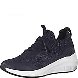 Tamaris Damen Low-Top Sneaker, Frauen Halbschuhe,lose Einlage,Freizeitschuhe,keil,Sneaker,Wedge,Keilabsatz,Heel,weiblich,Navy METALLIC,40 EU / 6.5 UK
