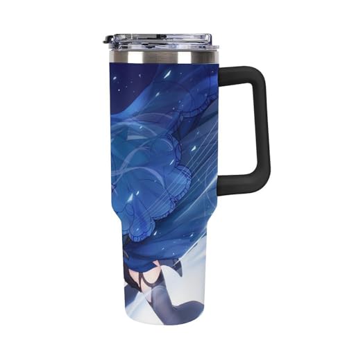タンブラー デート・ア・ライブ 鳶一折紙 水筒 40OZ 真空断熱 保温保冷 ステンレスマグボトル 結露しない ストロー付き/直飲み可能 洗いやすい ハンドル付き 車内用 アウトドア キャンプ 大容量