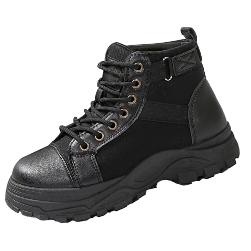 Bottes de combat montantes, bottines à lacets rock et chaussures d'hiver confort