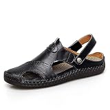  Sandali Uomo Estivi Pelle Scarpe da Trekking Outdoor Sportivi Casual Spiaggia Antiscivolo Traspirante Camminata Escursionism Beach (nero, numeric_43)
