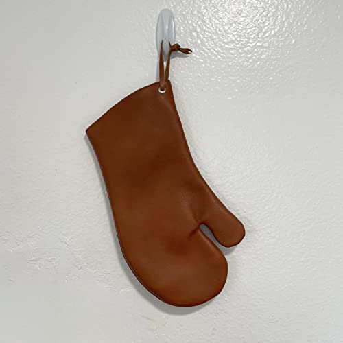 Premium 100% Usa Leather Oven Mitt - 100% American Leather Mitts | Heat Resistant Kitchen Gloves, Brown Leather #TOP3