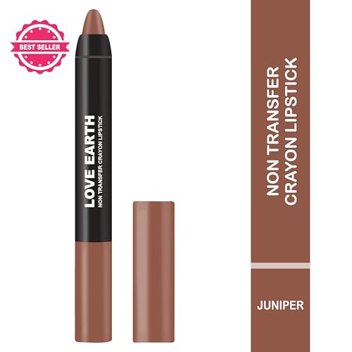 Image of Love Earth Non Transfer Crayon Lipstick-Juniper | Lightweight & Longlasting, Smudge Proof, Transferproof, Matte Lipstick | Crayon up to 12 Hours Stay -3.5g