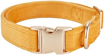 YUDOTE Ultra-soft Dog Collar Natural Cotton Corduroy Made for Small Dogs with Sensitive Skin,Coffee Brown