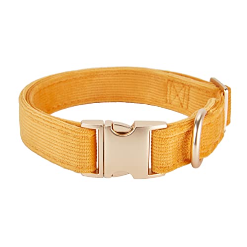 YUDOTE Ultraweiches Hundehalsband natürliche Baumwolle Cord für Mittel Hunde mit empfindlicher Haut,Orange