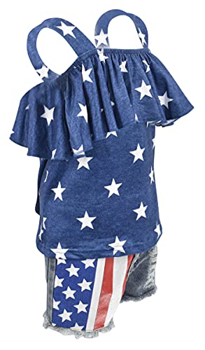 Unique Baby Girls 4Th Of July Patriotic Denim Flag Shorts Outfit (6Y, Stars) #TOP5