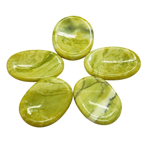 Image of Amazing Gemstone Serpentine Worry Stone Crystals, Healing Stones