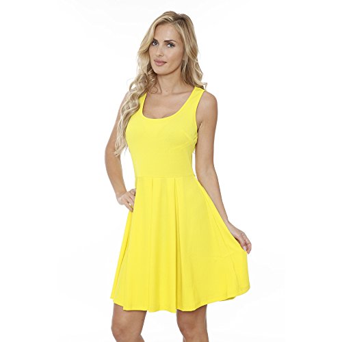 white mark Women s Crystal Fit & Flare Sundress S Yellow