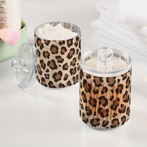 Botes para discos de algodón que solucionan el desorden del baño con estilo de leopardo 3