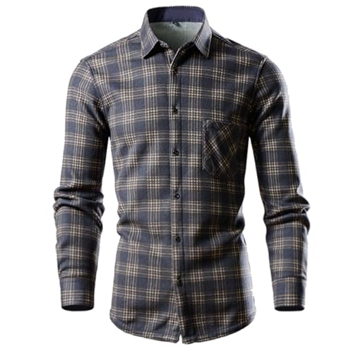 Camisas de manga larga para hombre con botones y bolsillo frontal