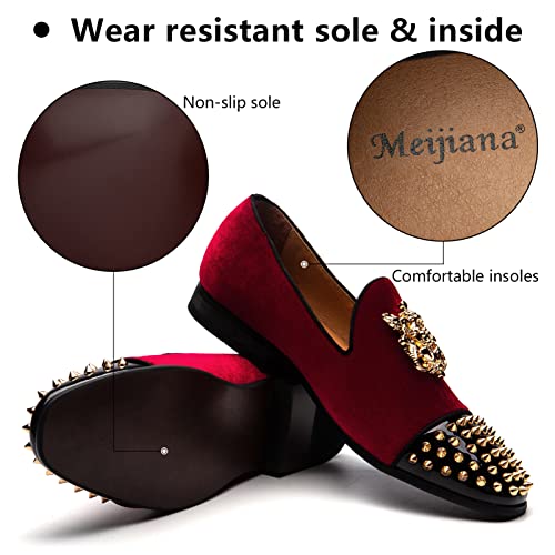 Image of Meijiana Mens Velvet Loafers Dress Shoes with Metal Embellishments Party Luxury Loafer Shoes