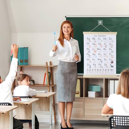 ABC Poster für Kinder 30x40 cm, Alphabet Poster Von A - Z mit Rahmen und Fingerlesestab, Lernposter Grundschule Geeignet für Kindergarten, Vorschule, Grundschule