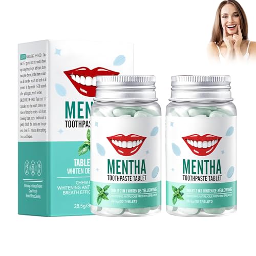 2PC Dentifricio Masticabile, Dentifricio Solido, Compresse Per La Pulizia Dei Denti, Rimozione Delle Macchie, Pulisci I Denti E Rinfresca L'alito, Menta