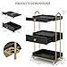 Belandi Salon Rolling Cart with Drawers, Utility Cart Esthetician Cart with 3 Shelves & Hair Dryer Holder, Mobile Spa Salon Cart for Beauty Spa（Black）